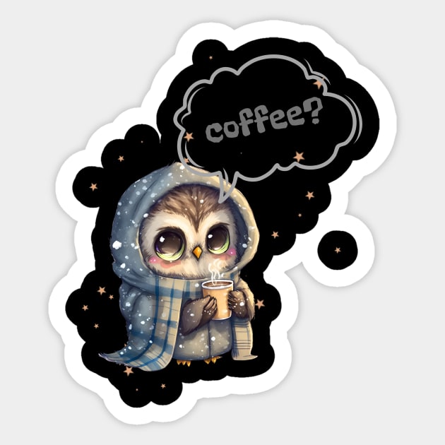 Cute Owl with Hot Coffee Sticker by Gomqes